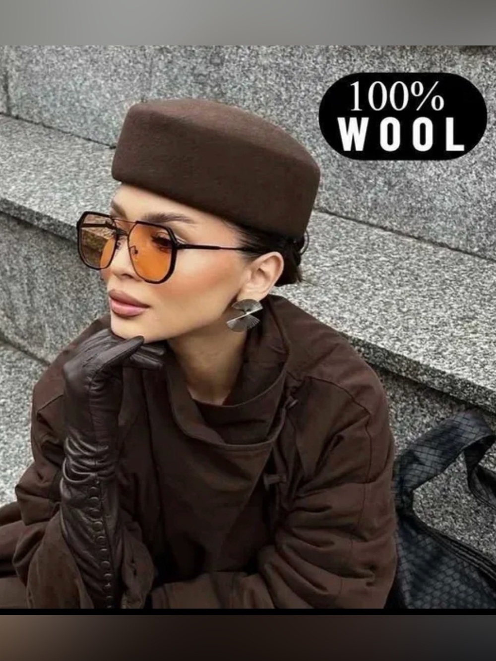 Women’s Brown Wool Pillbox Hat